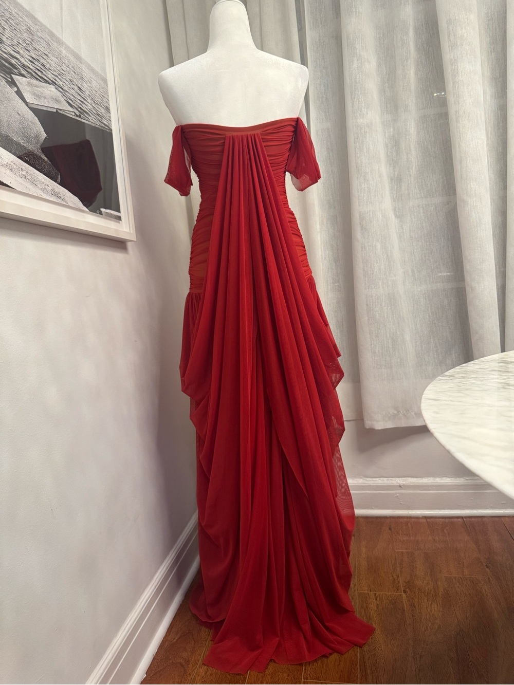 Rare Norma Kamali Walter Goddess Red Draped Evening Gown